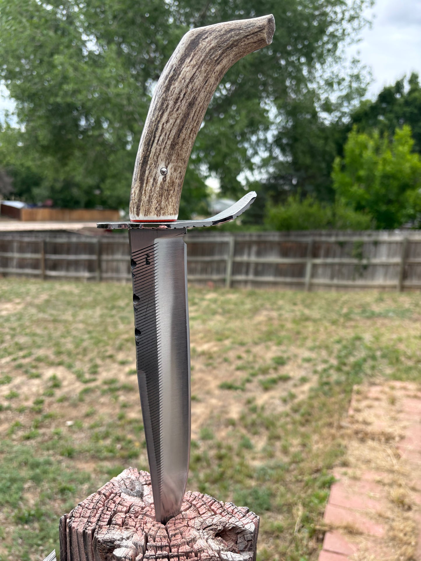#238 Clip Point Fighter – Elk Tang Handle